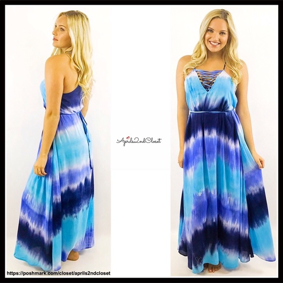 PRETTY PERSUASIONS TIE DYE LACE-UP MAXI DRESS - Picture 6 of 6